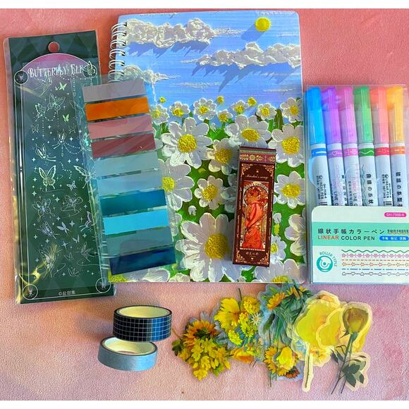 110 Pieces Journal‎ Notebook Pen Market Sticker Stationary School Gift Set Tape - Picture 1 of 4